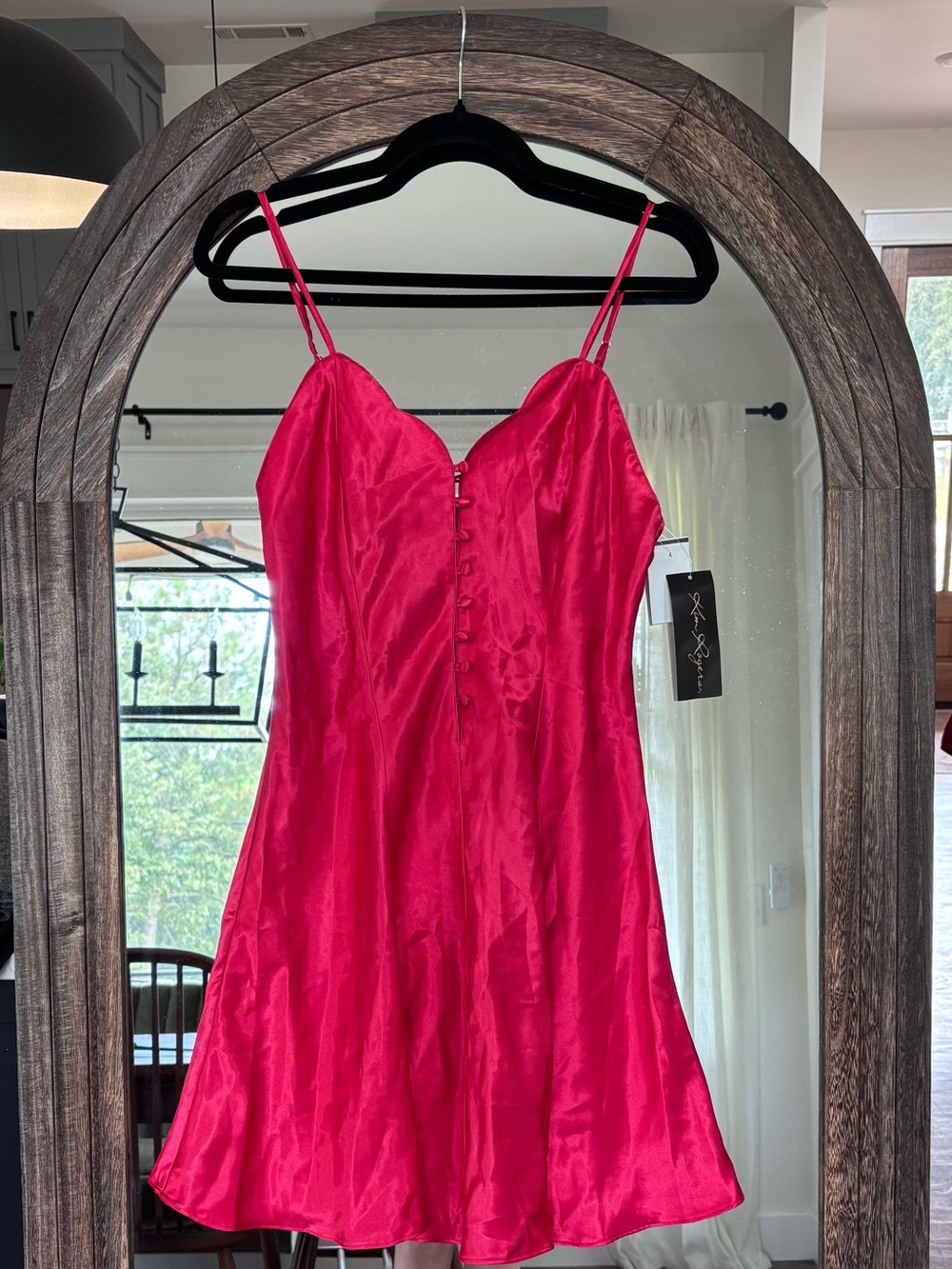 Kim Rogers Hot Pink Satin Slip Dress with Front Buttons
